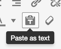 Toolbar icon for plain text pasting