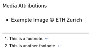 Image Attributions and Footnotes next to each other