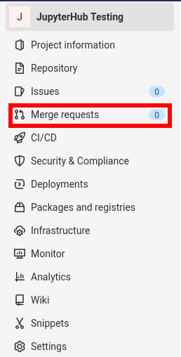 GitLab sidebar with merge request highlighted